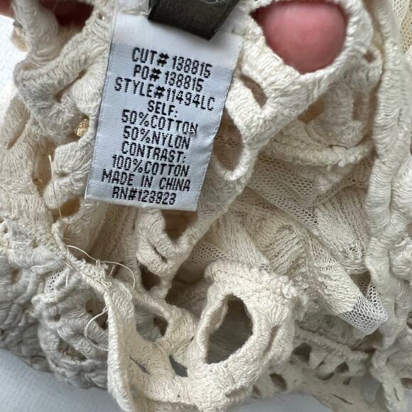 XCVI Lace Crochet Sheer Swim Cover Up Beach Women Size Large Cream Off White - Picture 10 of 12